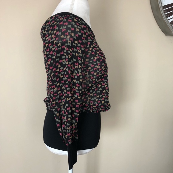 Trina Turk Sheer Black Patterned Silk Top - Picture 2 of 6